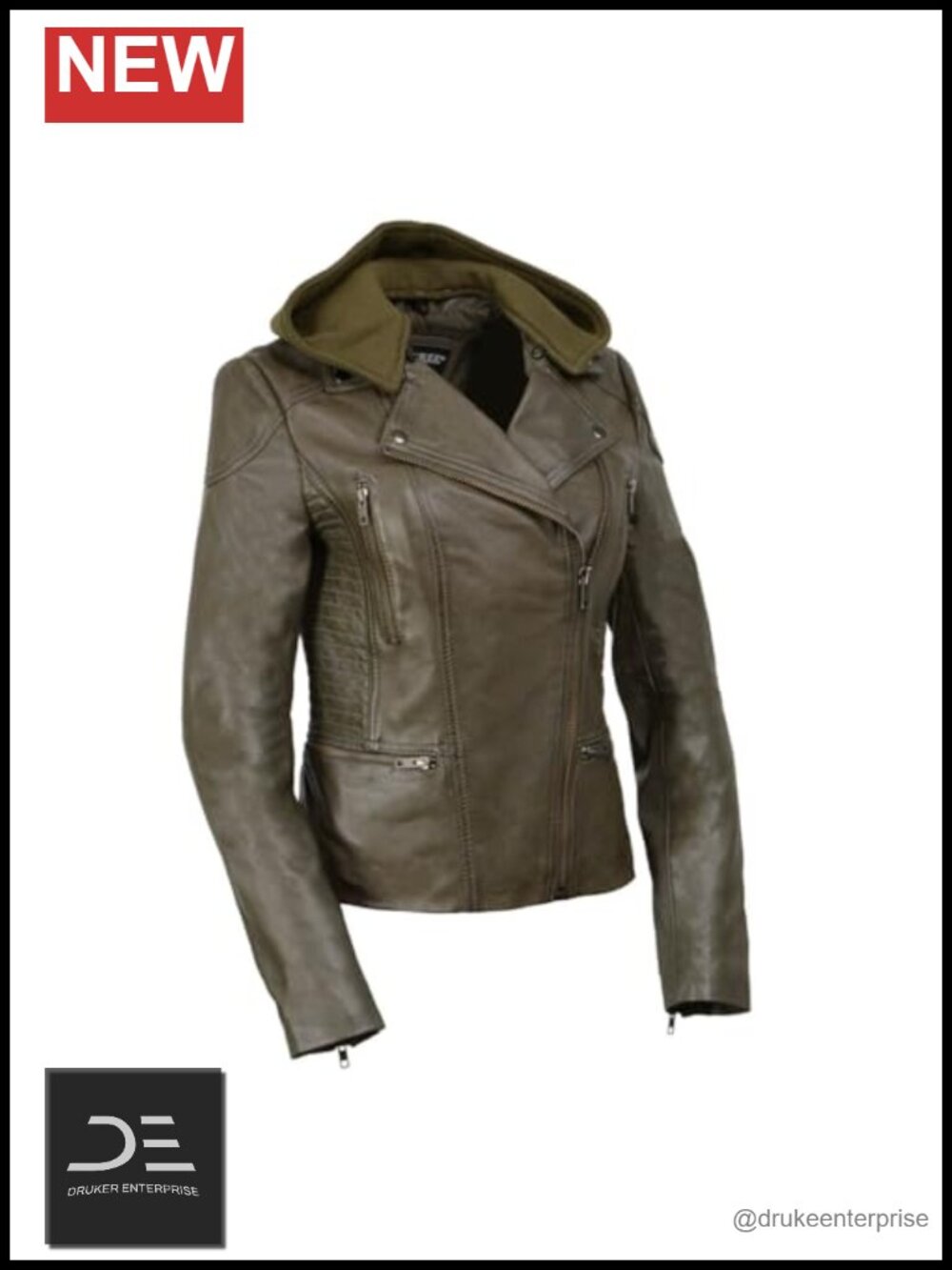 Milwaukee Leather Womens Lambskin Leather Jacket with Detachable Hood